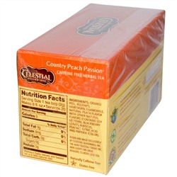 Celestial Seasonings, травяной чай, Country Peach Passion, без кофеина, 20 чайных пакетиков, 41 г (1,4 унции)