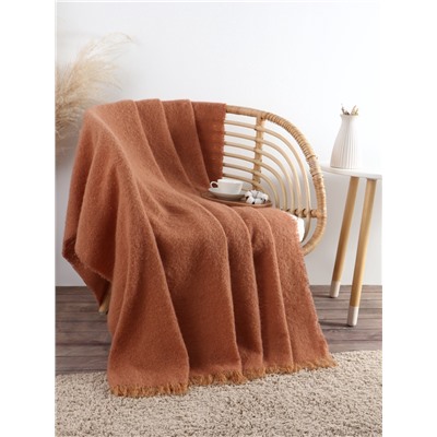 Плед с бахромой «Этель» Teracotta, 130×160 см, коричневый