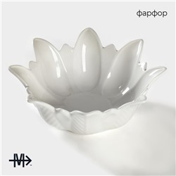 Салатник Magistro «Цветочек Бланш», d=24 см, фарфор, белый