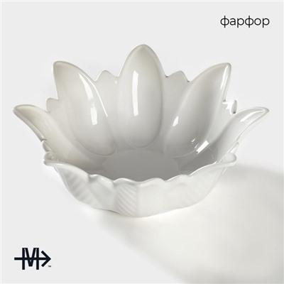 Салатник Magistro «Цветочек Бланш», d=24 см, фарфор, белый