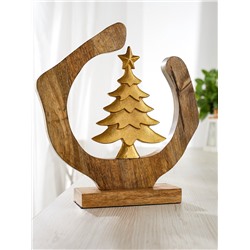 Сувенир интерьерный в деревянном кольце «Ёлочка», 30×8×33 см