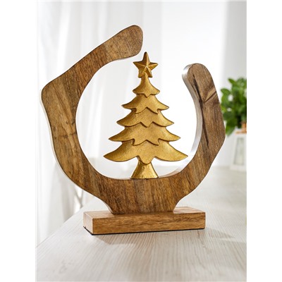 Сувенир интерьерный в деревянном кольце «Ёлочка», 30×8×33 см