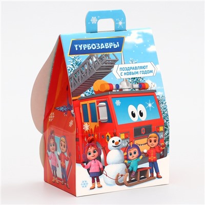 Подарочная новогодняя коробка «Турбозавры», Домик, 12×8.5×17.5 см