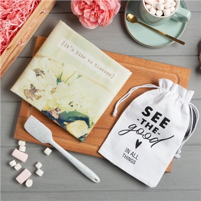 Набор подарочный «Этель» Hello spring: полотенце, лопатка, текстильный мешочек