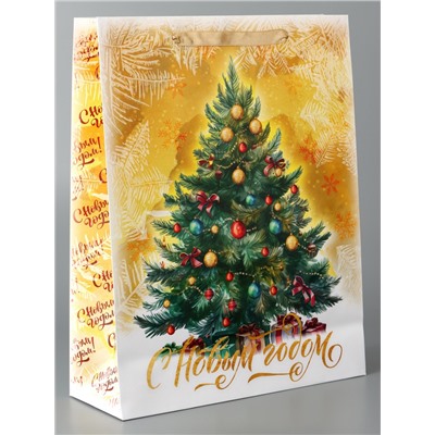Пакет подарочный новогодний ламинированный «С Новым годом», L 31×40×11.5 см