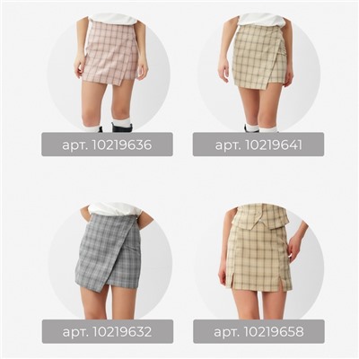 Юбка мини на запах женская MINAKU: Casual Collection, клетка розовая, размер 48