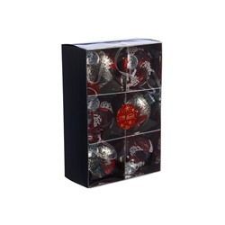 Ёлочные шары новогодние «Мелвин», набор 6 шт., d=8 см, прозрачный/красно-белый