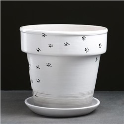 Горшок для цветов «Кот», 7 л, d=27 см, h=27 см, керамический, с поддоном, белый