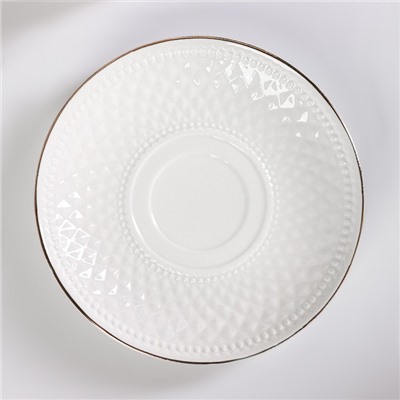 Кофейная пара с ложкой Coffee, 2 предмета: кружка 190 мл, блюдце, керамика, белая