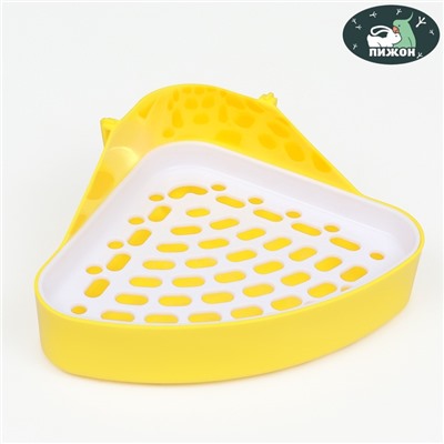 Туалет для кроликов и хорьков, 24×18×11 см, угловой, пластик, жёлтый