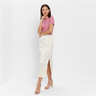 Юбка миди женская MINAKU: Silk pleasure, бежевая, размер 48