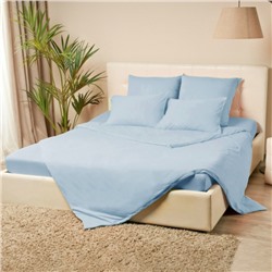 Простыня на резинке 2-спальная KUPU-KUPU, 160×200+20 см, голубая, трикотаж