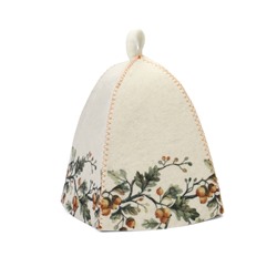 Шапка для бани и сауны «Дубовый венок», полиэфир, шерсть, белая