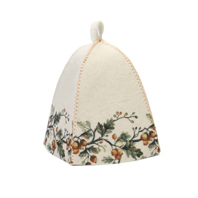 Шапка для бани и сауны «Дубовый венок», полиэфир, шерсть, белая