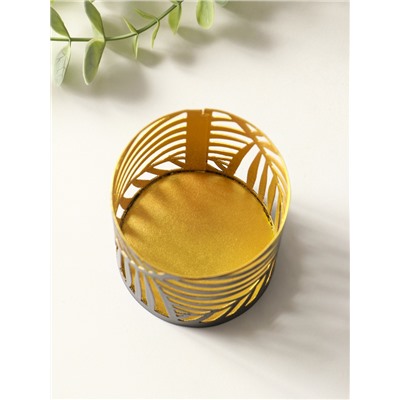 Металлический подсвечник «Цилиндр пальмовый», 7.5×7.5×8 см, чёрный с золотом