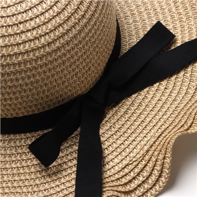 Шляпа для девочки с бантом MINAKU, размер 52, бежевая