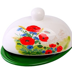60280 Масленка с крышкой 17,8х13,3х9,8см 2пр Цветущие Маки LR (х24)