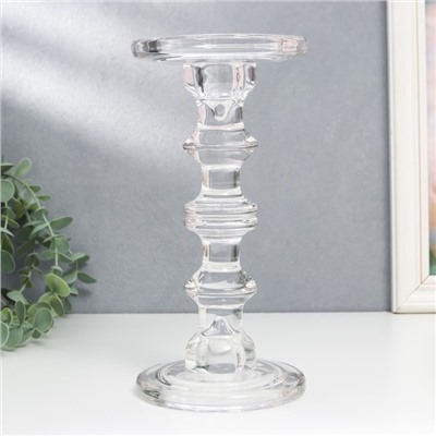 Стеклянный подсвечник на 1 свечу «Кёльн», d=2.5 см, 7.5 см, прозрачный, 11×11×23 см