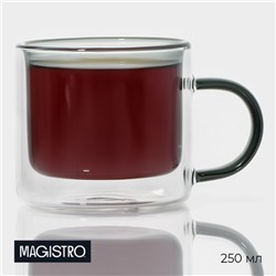 Кружка с двойными стенками Magistro «Дуо», 250 мл, 12×8.5×7.7 см, стекло, прозрачная