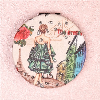 Зеркало карманное 7 см / GT357 /уп 50/300/ кожзам