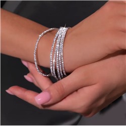 Тонкие блестящие браслеты на руку, набор 6 штук. Универсальный размер на резинке