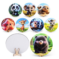 Пазл магнитный "Зверята" круглый