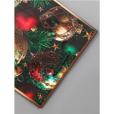 Пакет подарочный новогодний ламинированный, «Новогодний», 18×10×22.3 см