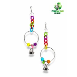 Игрушка для птиц «Кольцо и бусы», 20×7 см, с колокольчиками, цвет МИКС