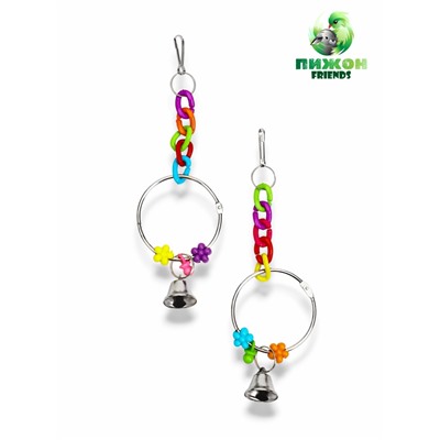 Игрушка для птиц «Кольцо и бусы», 20×7 см, с колокольчиками, цвет МИКС