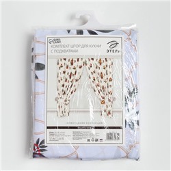 Комплект штор для кухни с подхватами «Этель» Beautiful birds, 2 шт., белый, 145×180 см