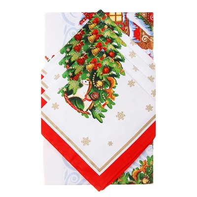 УЦЕНКА Набор столовый "Новогодняя сказка", скат.150х180см +/-3см с ГМВО, салф.40х40см-8 шт, хл100% 1
