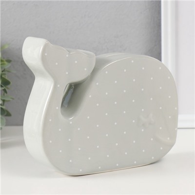 Копилка для денег «Китёнок в горох», керамика, серый, 21.5×5.2×18.2 см