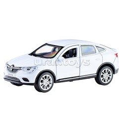 Машина металл Renault arkana 12 см, (откр дв, багаж, белый) инерц, в коробке