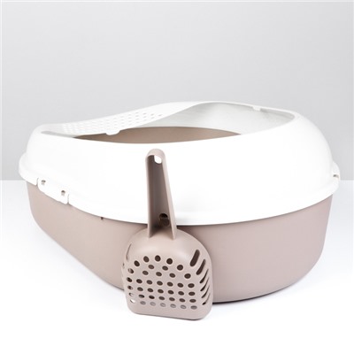 Лоток для кошек с бортом, сеткой и совком «Космо» 51.9×37.8×21.3 см, коричневый