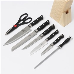 УЦЕНКА Набор ножей кухонных на подставке Доляна «Кронос», 7 предметов на подставке