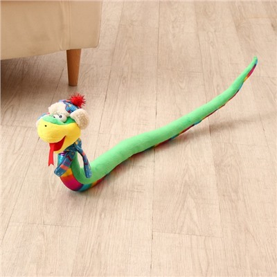 Мягкая игрушка «Змея», 95 см, с разноцветным животиком, в новогоднем колпаке