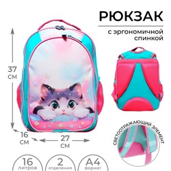 Рюкзак школьный, эргономичная спинка, 37×27×16 см «Котик Корея»
