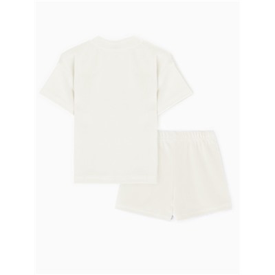 Костюм (шорты и футболка) Крошка Я Plushy, р. 74-80 см, молочный