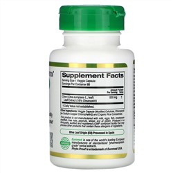 California Gold Nutrition, EuroHerbs, экстракт листьев оливкового дерева, европейское качество, 500 мг, 60 растительных капсул