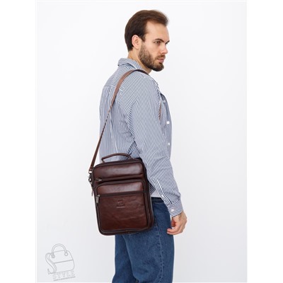 Сумка мужская кожаная 7905-4 brown Fuzhinino в Новосибирске