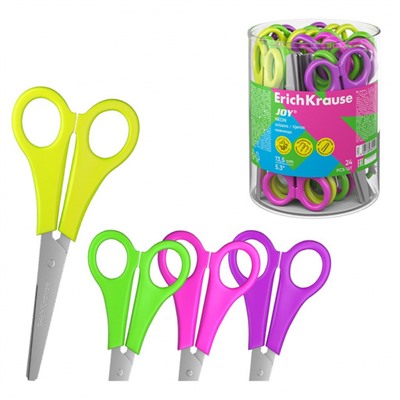 Ножницы школьные 135 мм JOY в тубусе 15602 ErichKrause