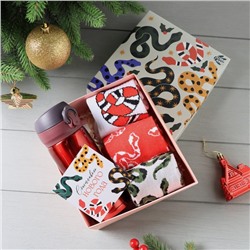 Подарочный набор термос и носки 3 пары KAFTAN Snake, размер 36-39