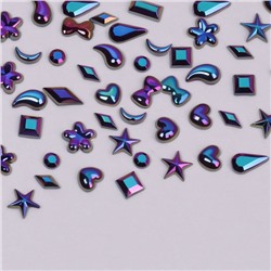 Стразы фигурные для декора «Ассорти», чёрные, голографические