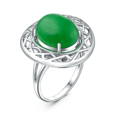 Кольцо из серебра с жадеитом родированное 0003кр664