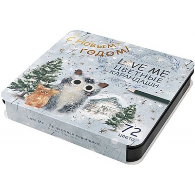 Карандаши 72цв "ЛЮБОВЬ С НОВЫМ ГОДОМ" в металлической коробке 30-0158/03 Bruno Visconti