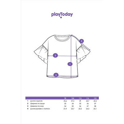 Фуфайка трикотажная для девочек (футболка) PLAYTODAY, 1122501