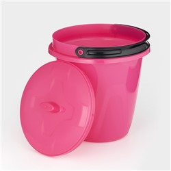 Ведро с крышкой «Лайт», 5 л, d=23.4 см, h=24 см, пластик, розовое