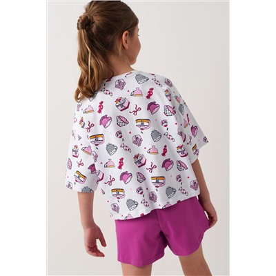 Комплект трикотажный для девочек: фуфайка (футболка), шорты PLAYTODAY, 1239772
