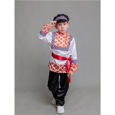 Карнавальный костюм детский «Никитка»: рубашка косоворотка, брюки, кушак, р. 134