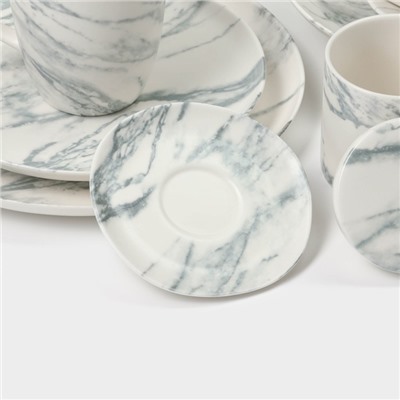 Сахарница Magistro Real Marble, 250 мл, 8.5×9 см, фарфор, белая